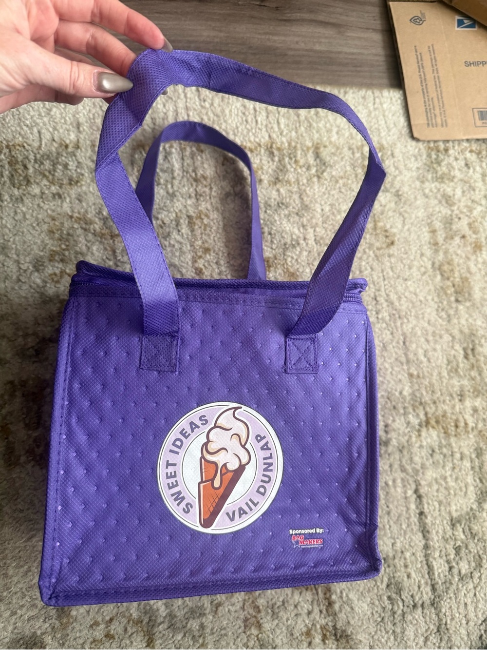NEW Purple Insulated Lunch Tote Cooler Bag Vail Dunlap Sweet Ideas